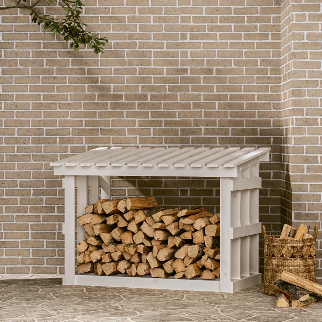 Vidaxl -Kamin Trek 108x64.5x77 cm Festkiefer weiß