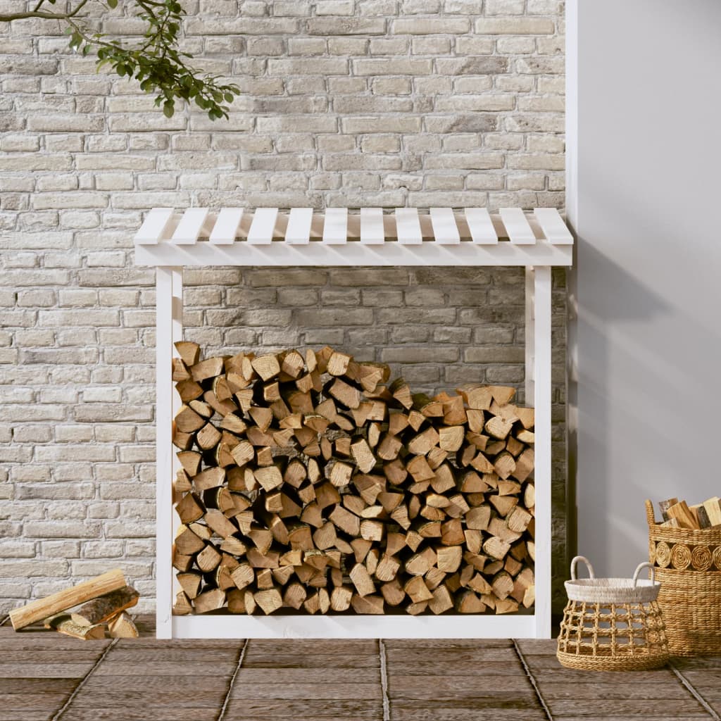 Vidaxl -Kamin Trek 108x64.5x110 cm Festkiefer weiß