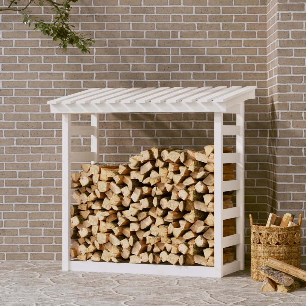 Vidaxl -Kamin Trek 108x64.5x110 cm Festkiefer weiß
