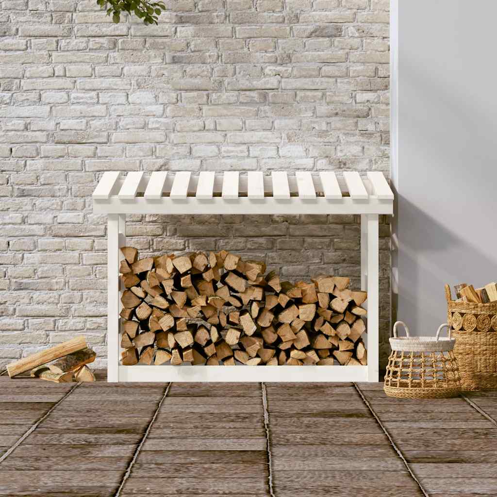 Vidaxl -Kamin 108x64.5x78 cm Festkiefer weiß