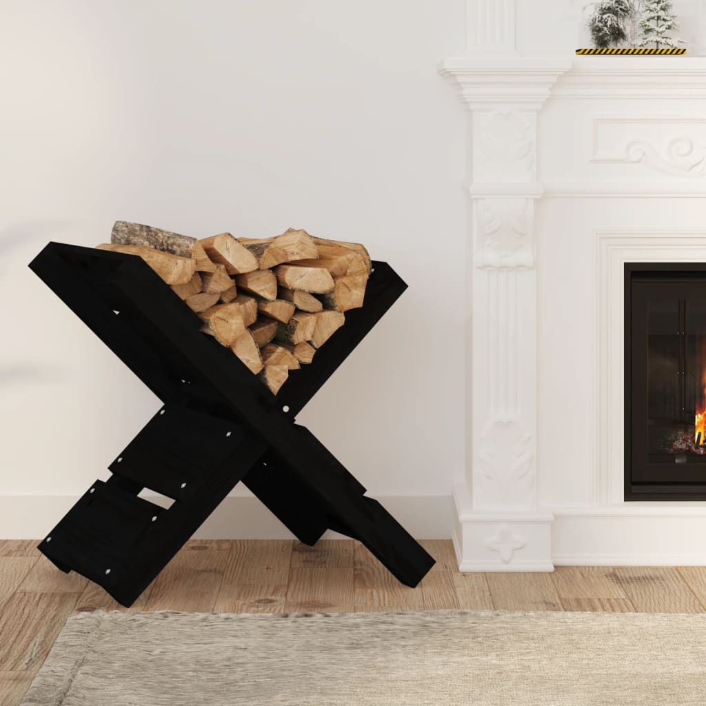 Vidaxl Holzblockhalter 47x39.5x48 cm Festkiefer schwarz
