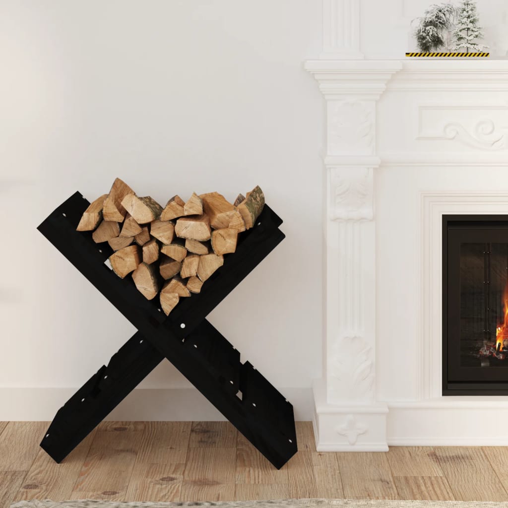 Vidaxl Holzblockhalter 47x39.5x48 cm Festkiefer schwarz