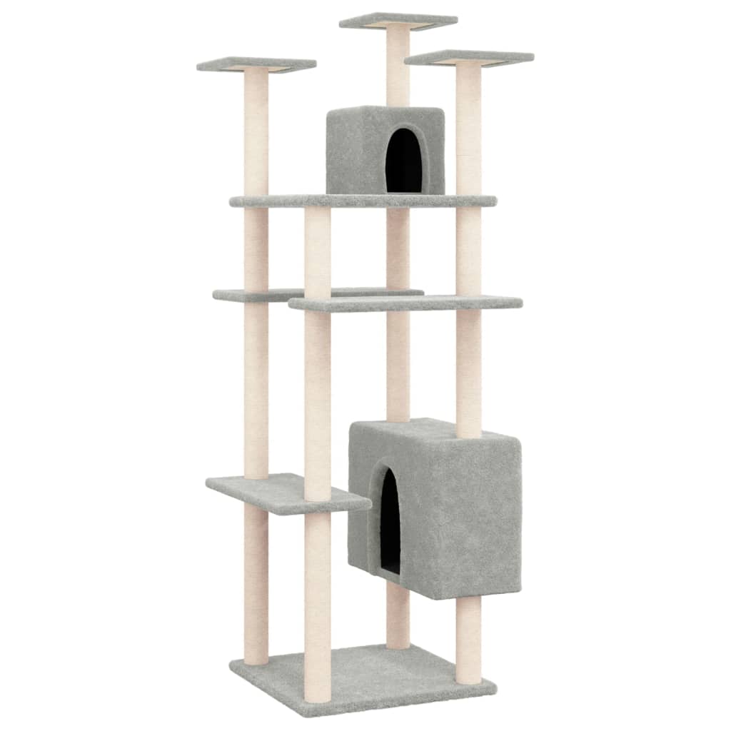 Vidaxl -Katzenmöbel mit Sisal -Kratzerpfosten 162 cm hellgrau