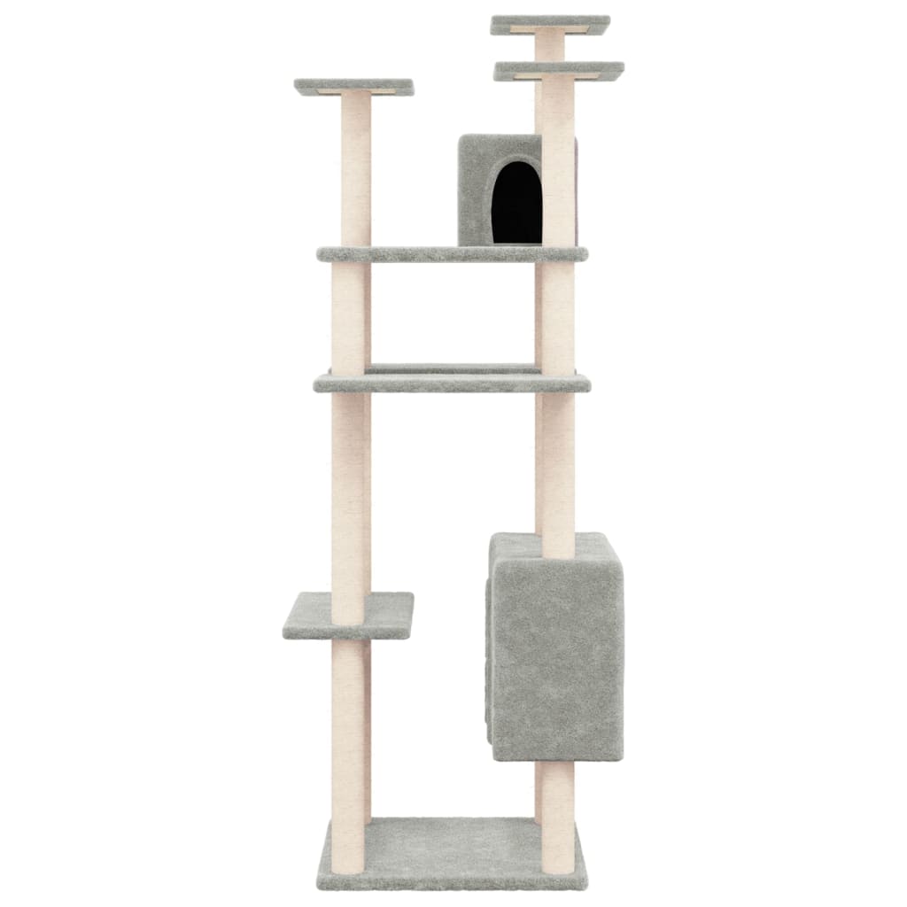 Vidaxl -Katzenmöbel mit Sisal -Kratzerpfosten 162 cm hellgrau
