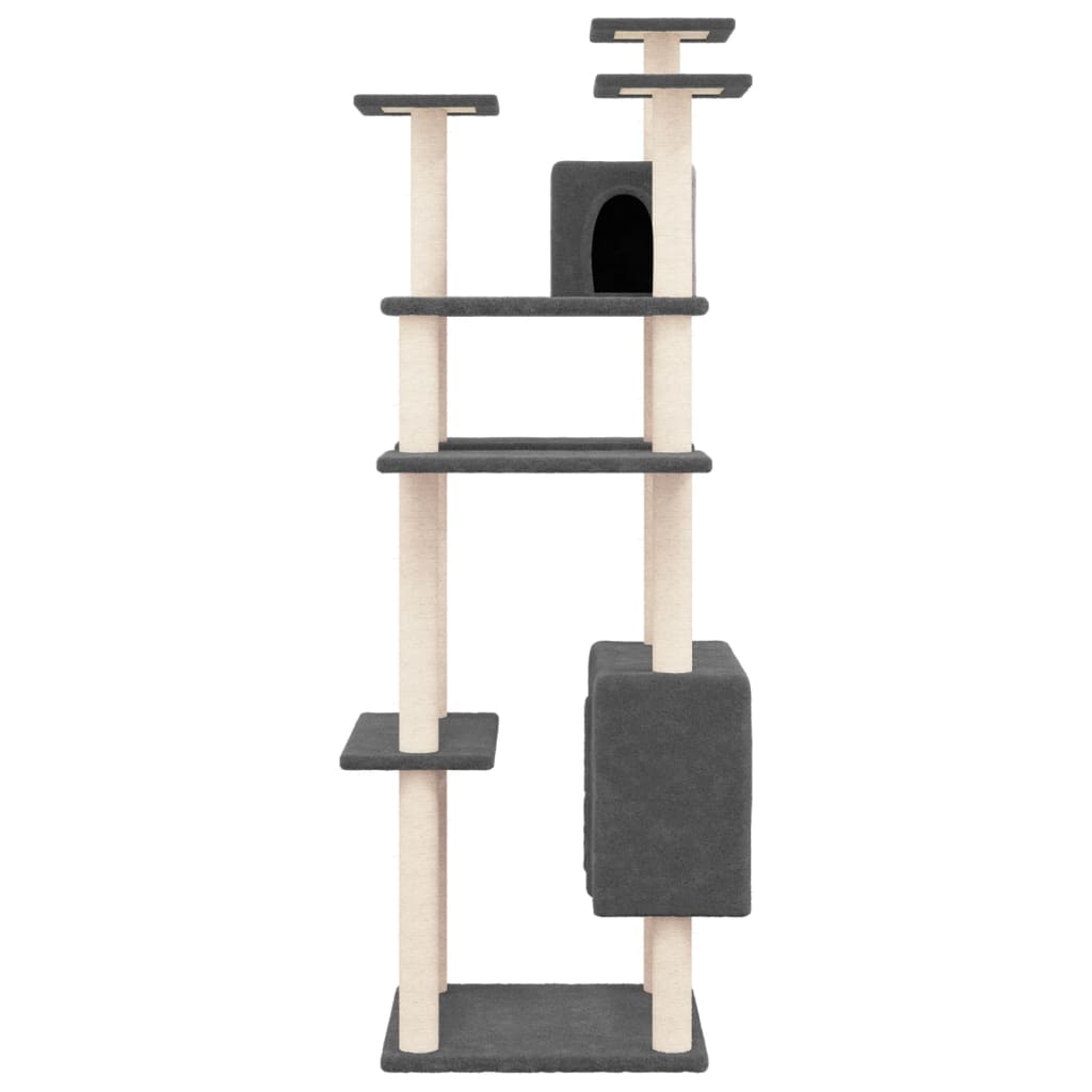 Vidaxl -Katzenmöbel mit Sisal -Kratzerpfosten 162 cm dunkelgrau