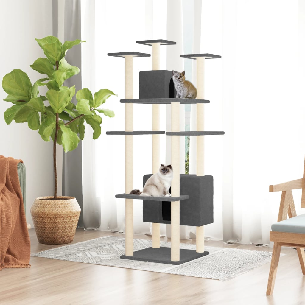 Vidaxl -Katzenmöbel mit Sisal -Kratzerpfosten 162 cm dunkelgrau