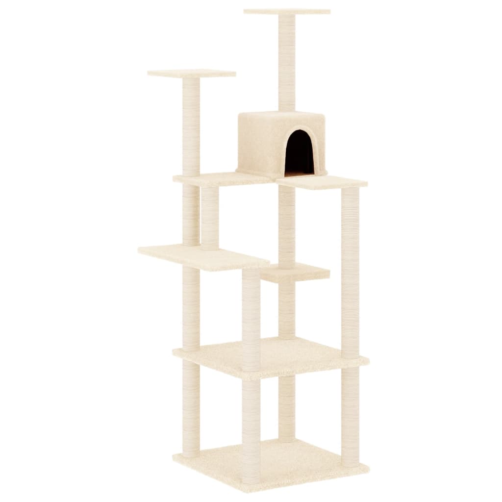 Vidaxl -Katzenmöbel mit Sisal -Kratzerpfosten 153 cm creme -gelenkt