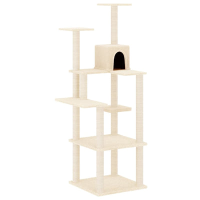 Vidaxl -Katzenmöbel mit Sisal -Kratzerpfosten 153 cm creme -gelenkt