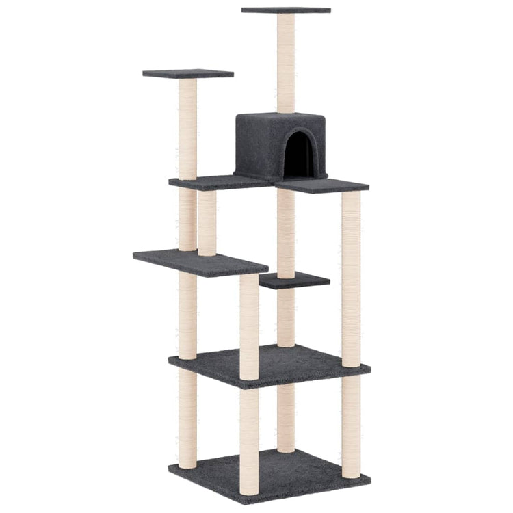 Vidaxl -Katzenmöbel mit Sisal -Kratzerpfosten 153 cm dunkelgrau