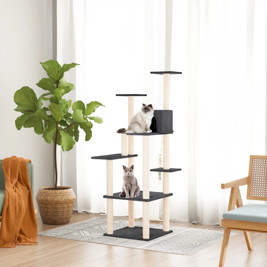 Vidaxl -Katzenmöbel mit Sisal -Kratzerpfosten 153 cm dunkelgrau