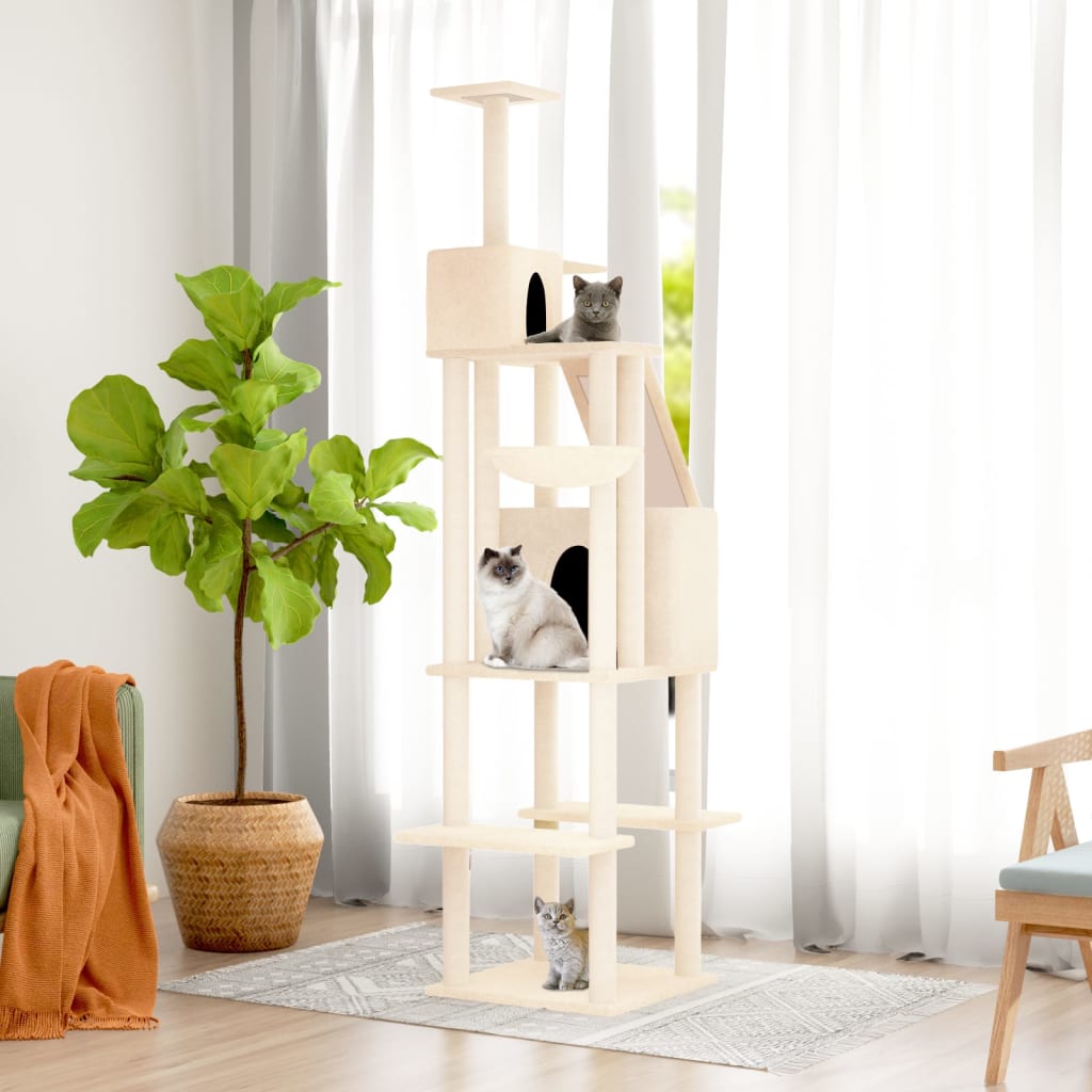 Vidaxl -Katzenmöbel mit Sisal -Kratzer -Posts 201 cm Creme -Colored