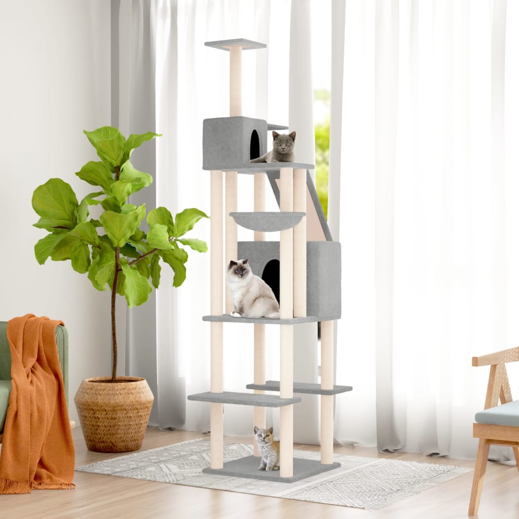 Vidaxl -Katzenmöbel mit Sisal -Kratzerposten 201 cm hellgrau