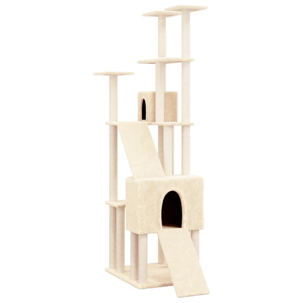 Vidaxl -Katzenmöbel mit Sisal -Kratzerpfosten 190 cm creme -gelenkt