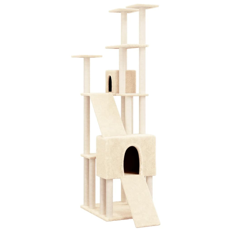 Vidaxl -Katzenmöbel mit Sisal -Kratzerpfosten 190 cm creme -gelenkt