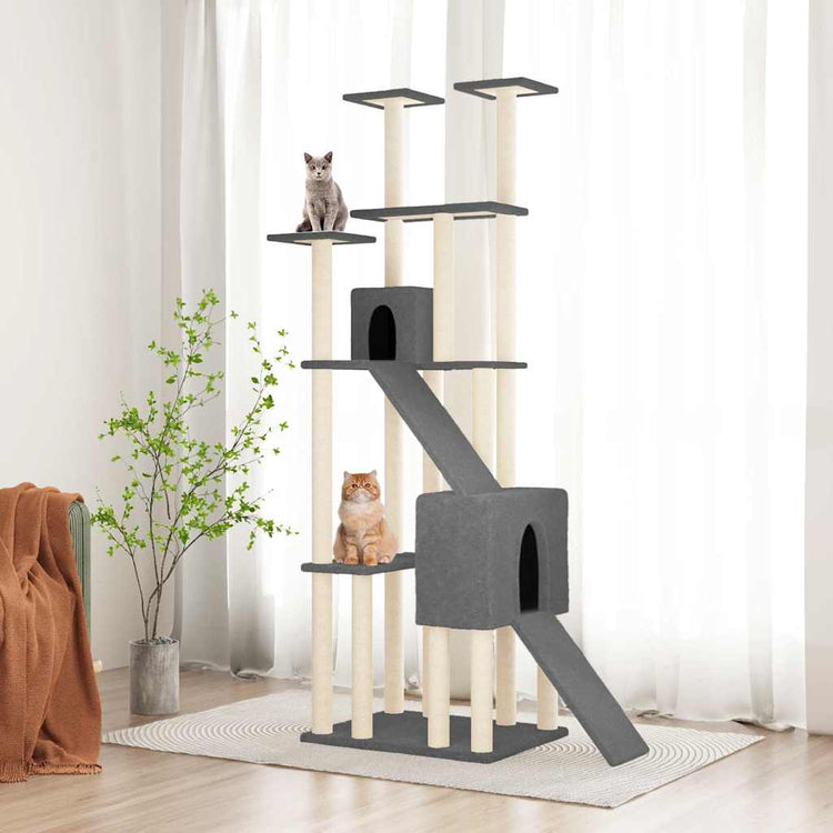 Vidaxl -Katzenmöbel mit Sisal -Kratzerpfosten 190 cm dunkelgrau