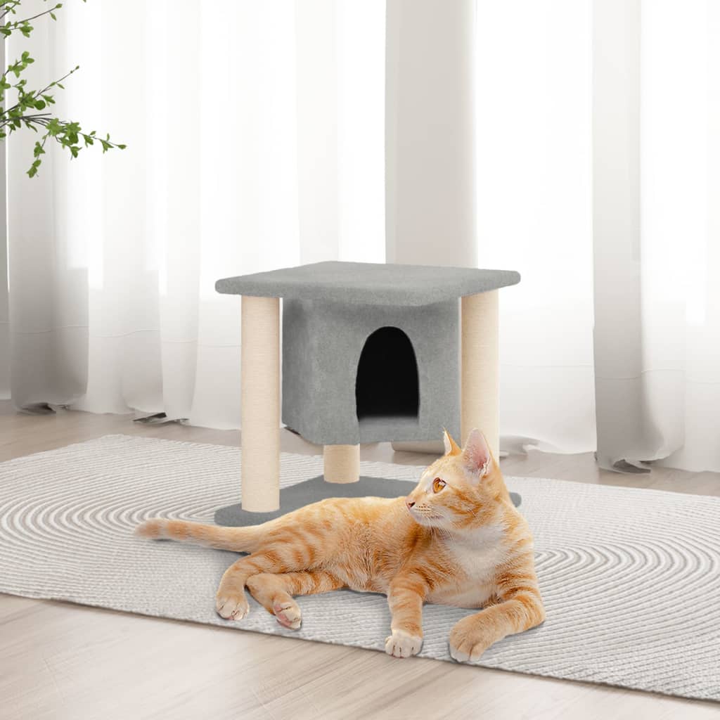 Vidaxl -Katzenmöbel mit Sisal -Kratzerpfosten 37 cm hellgrau