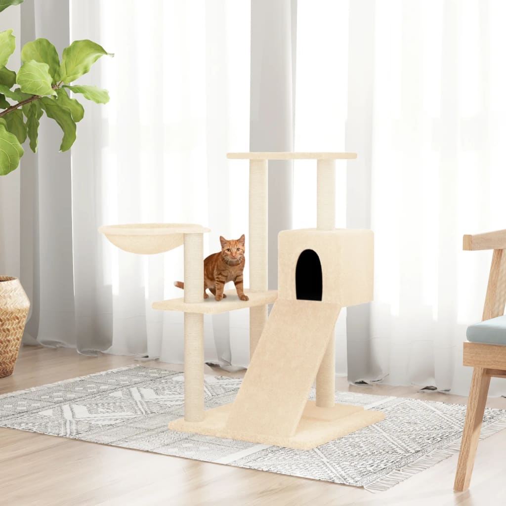 Vidaxl -Katzenmöbel mit Sisal -Kratzerpfosten 82 cm creme -geläutet