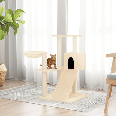 Vidaxl -Katzenmöbel mit Sisal -Kratzerpfosten 82 cm creme -geläutet