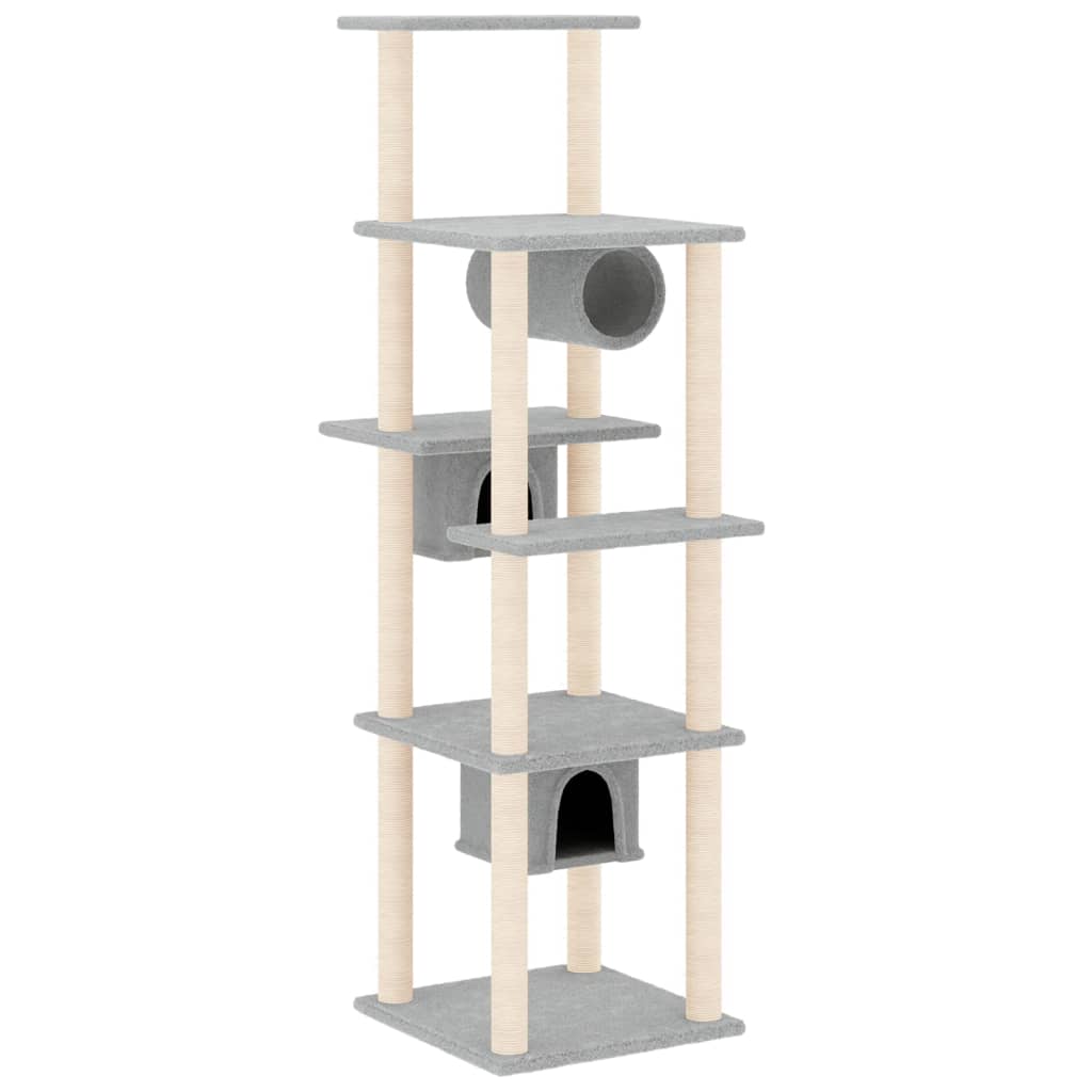 Vidaxl -Katzenmöbel mit Sisal -Kratzerpfosten 169 cm hellgrau