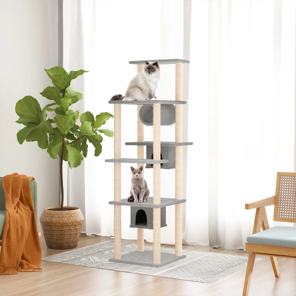 Vidaxl -Katzenmöbel mit Sisal -Kratzerpfosten 169 cm hellgrau