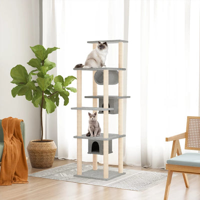 Vidaxl -Katzenmöbel mit Sisal -Kratzerpfosten 169 cm hellgrau