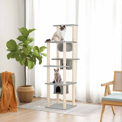 Vidaxl -Katzenmöbel mit Sisal -Kratzerpfosten 169 cm hellgrau