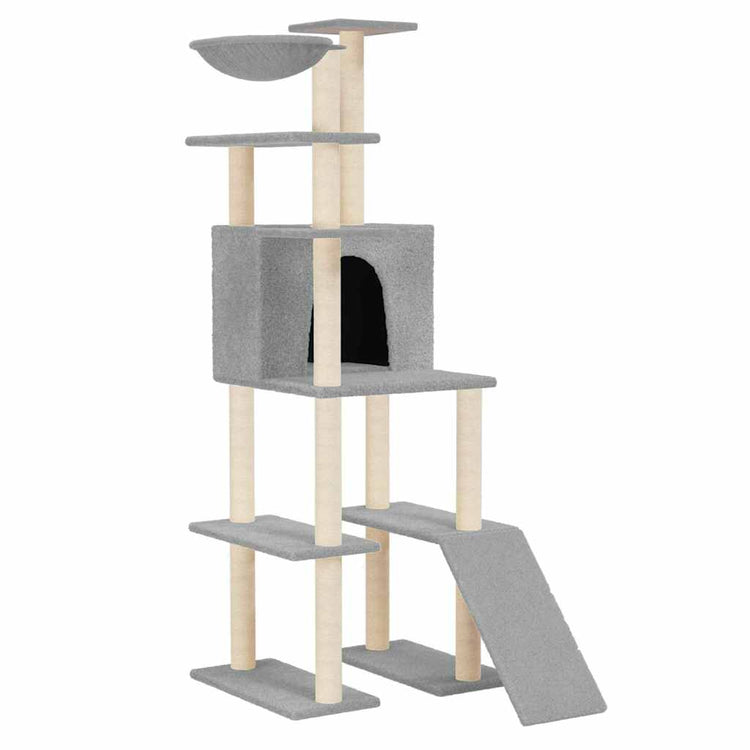 Vidaxl -Katzenmöbel mit Sisal -Kratzerpfosten 166 cm hellgrau