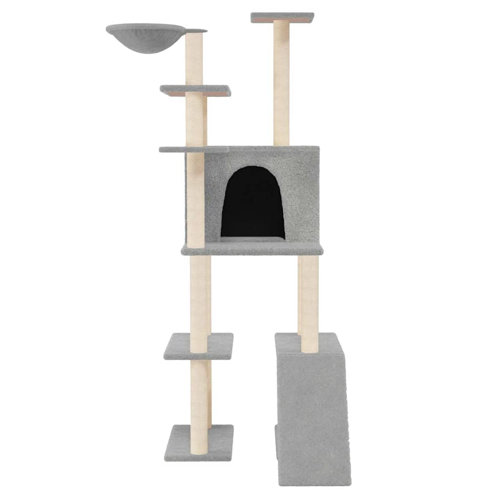 Vidaxl -Katzenmöbel mit Sisal -Kratzerpfosten 166 cm hellgrau