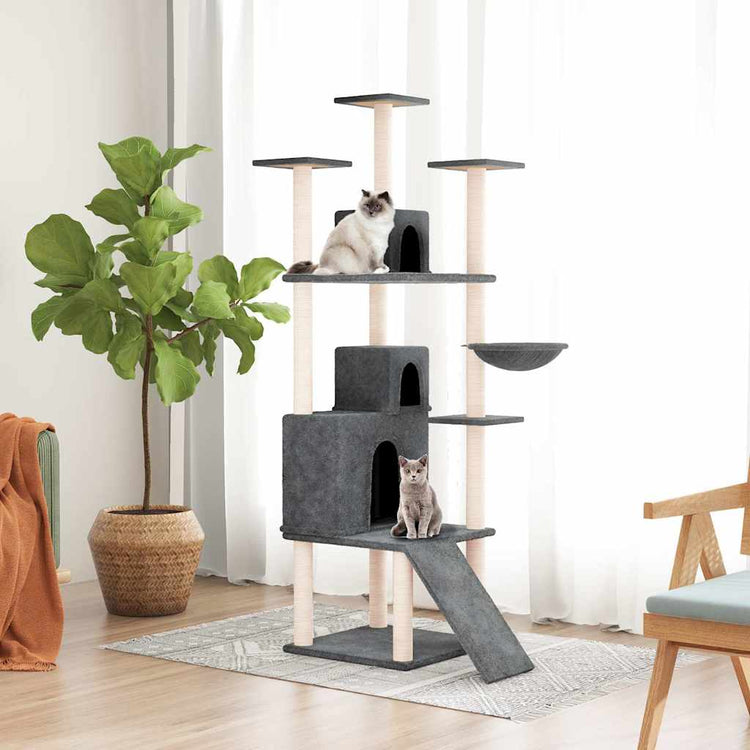 Vidaxl -Katzenmöbel mit Sisal -Kratzerpfosten 175 cm dunkelgrau