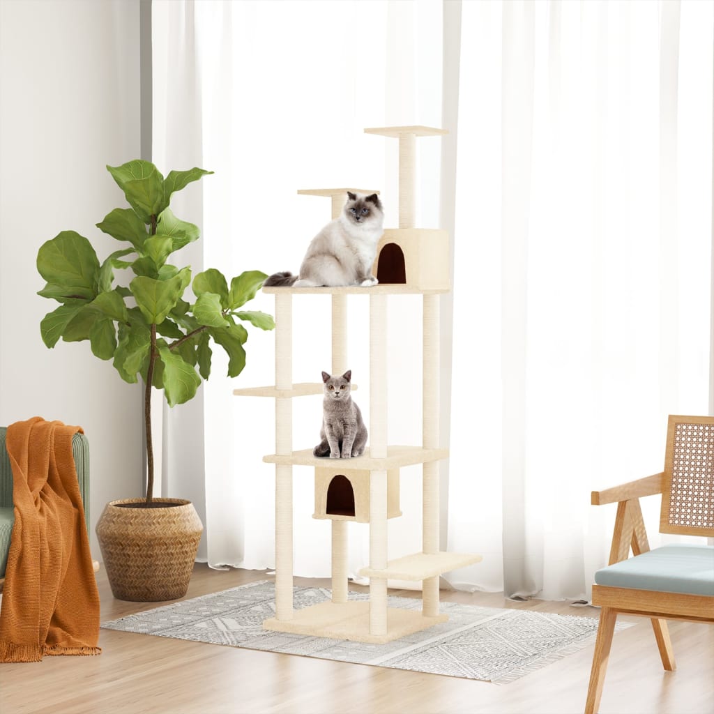 Vidaxl -Katzenmöbel mit Sisal -Kratzer -Pfosten 176 cm Creme -Colored