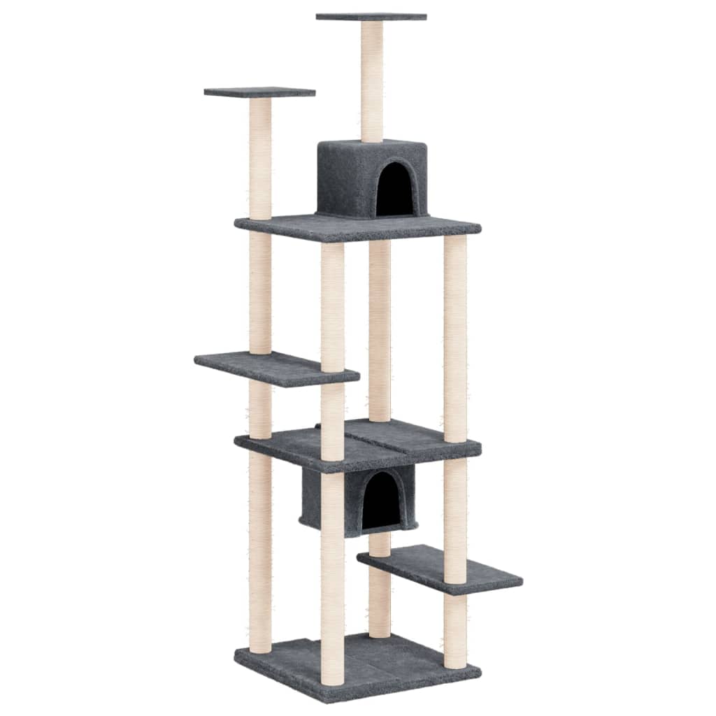 Vidaxl -Katzenmöbel mit Sisal -Kratzerpfosten 176 cm dunkelgrau