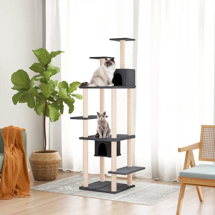 Vidaxl -Katzenmöbel mit Sisal -Kratzerpfosten 176 cm dunkelgrau