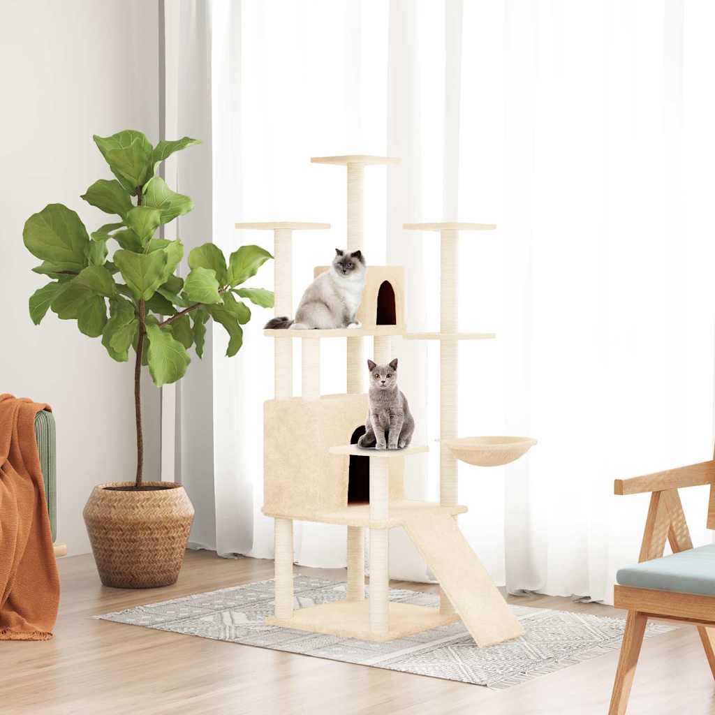 Vidaxl -Katzenmöbel mit Sisal -Kratzerpfosten 154 cm Creme -Colored