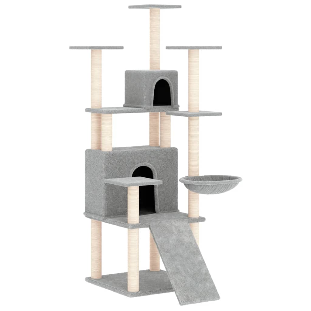 Vidaxl -Katzenmöbel mit Sisal -Kratzerpfosten 154 cm hellgrau