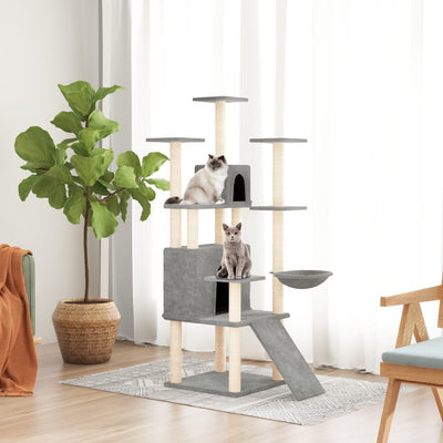 Vidaxl -Katzenmöbel mit Sisal -Kratzerpfosten 154 cm hellgrau