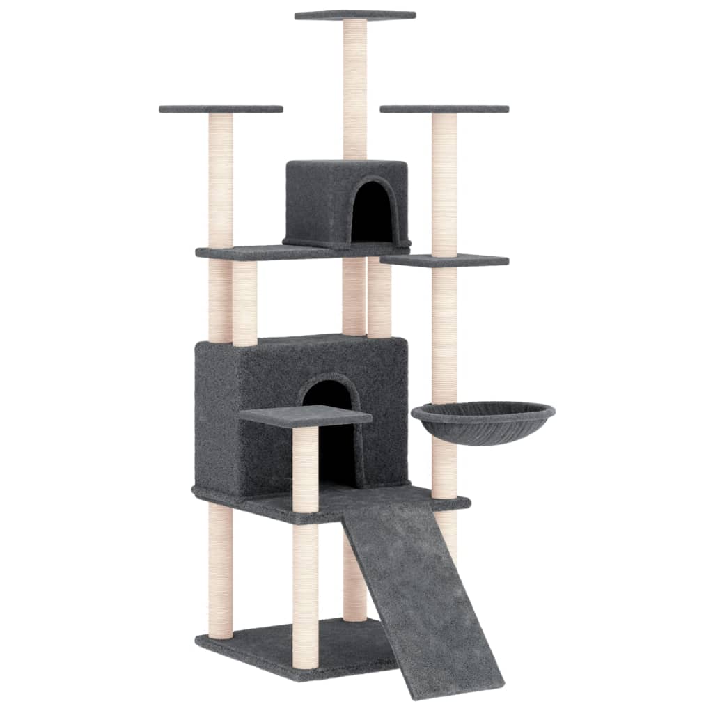 Vidaxl -Katzenmöbel mit Sisal -Kratzerpfosten 154 cm dunkelgrau