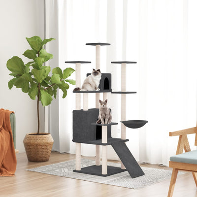 Vidaxl -Katzenmöbel mit Sisal -Kratzerpfosten 154 cm dunkelgrau