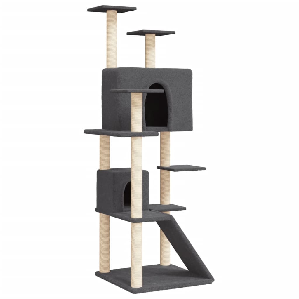 Vidaxl -Katzenmöbel mit Sisal -Kratzerpfosten 153 cm dunkelgrau