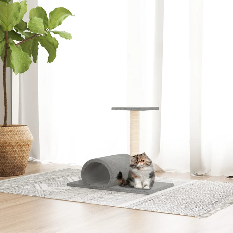 Vidaxl -Katzenmöbel mit Tunnel 60x34.5x50 cm hellgrau