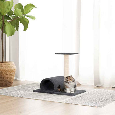 Vidaxl -Katzenmöbel mit Tunnel 60x34.5x50 cm dunkelgrau
