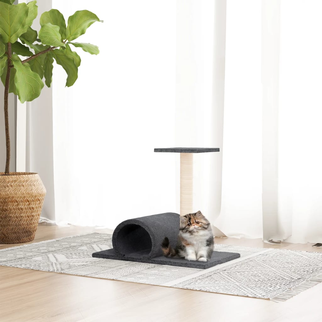 Vidaxl -Katzenmöbel mit Tunnel 60x34.5x50 cm dunkelgrau