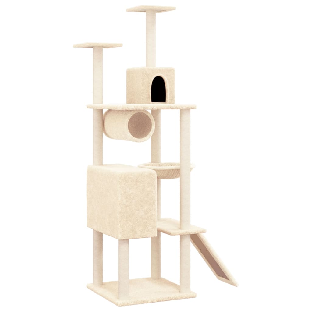 Vidaxl -Katzenmöbel mit Sisal -Kratzerpfosten 168 cm creme -gelenkt