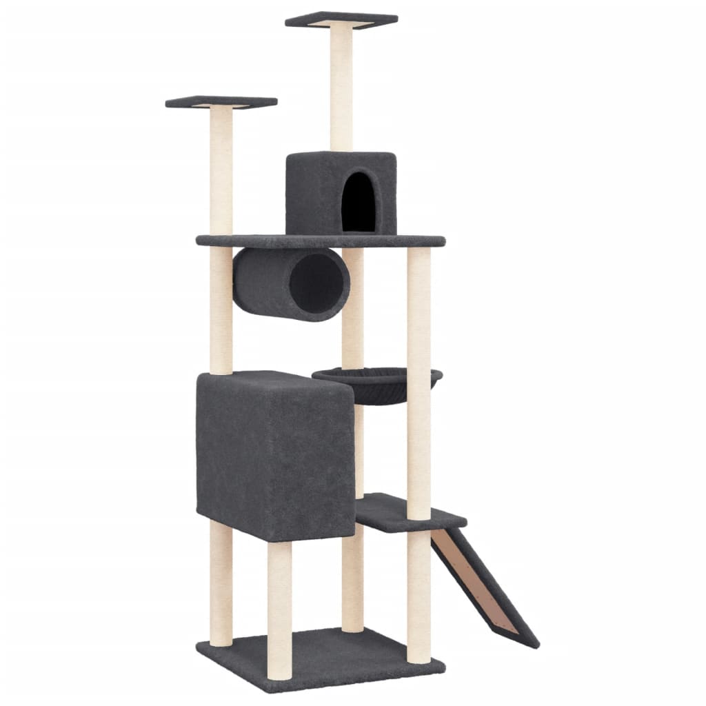 Vidaxl -Katzenmöbel mit Sisal -Kratzerpfosten 168 cm dunkelgrau