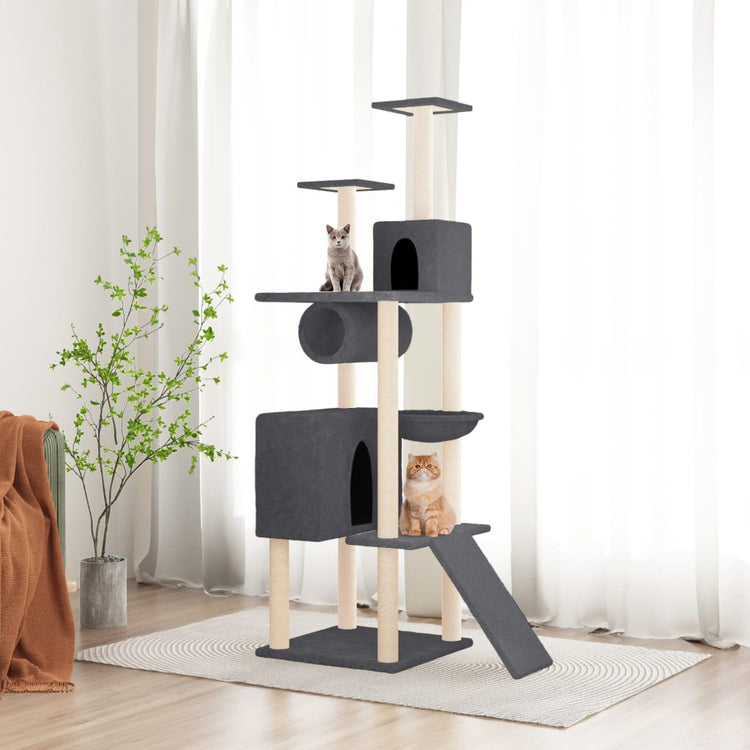Vidaxl -Katzenmöbel mit Sisal -Kratzerpfosten 168 cm dunkelgrau