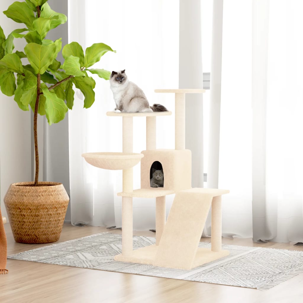 Vidaxl -Katzenmöbel mit Sisal -Kratzerposten 94 cm creme -gelenkt