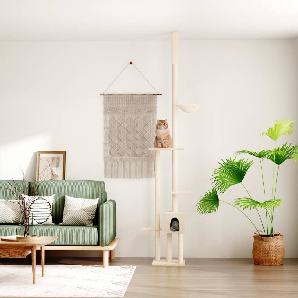VIDAXL-Katzenmöbel Boden bis Decke 258.5-284,5 cm cremefarben
