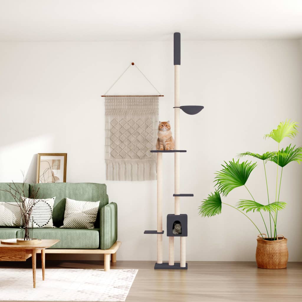 Vidaxl Cat Möbel Boden zu Decke 258.5-284,5 cm dunkelgrau