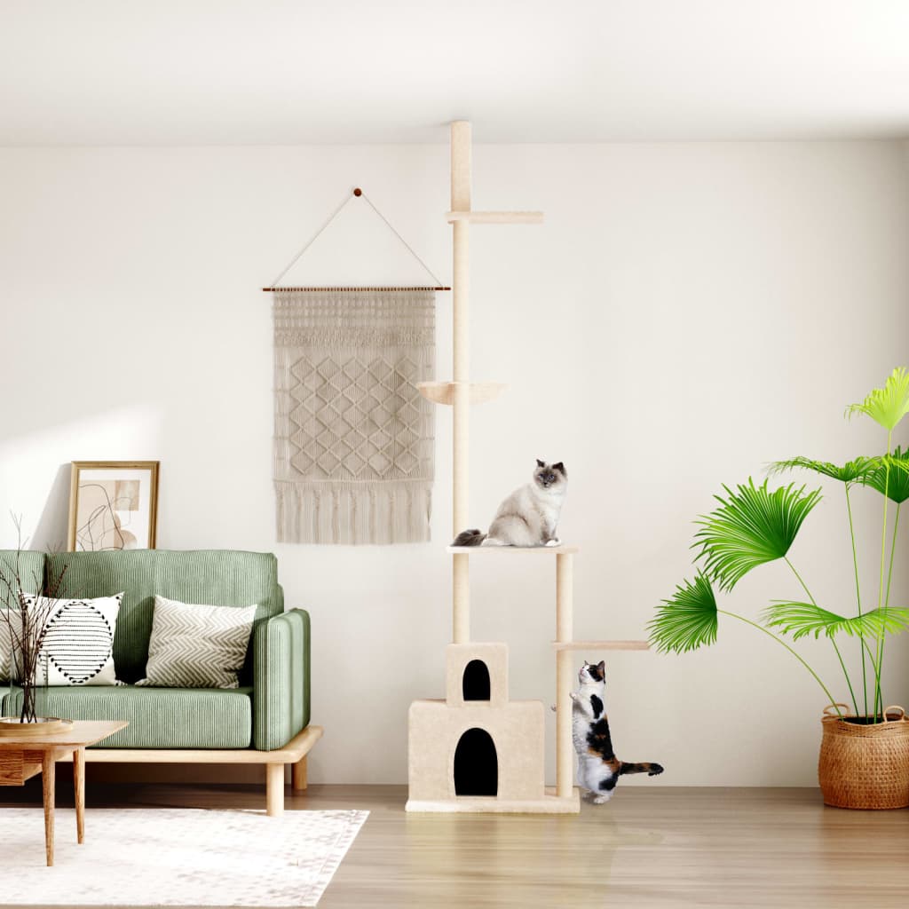 VIDAXL-Katzenmöbel Boden bis Decke 250,5-276,5 cm cremefarben