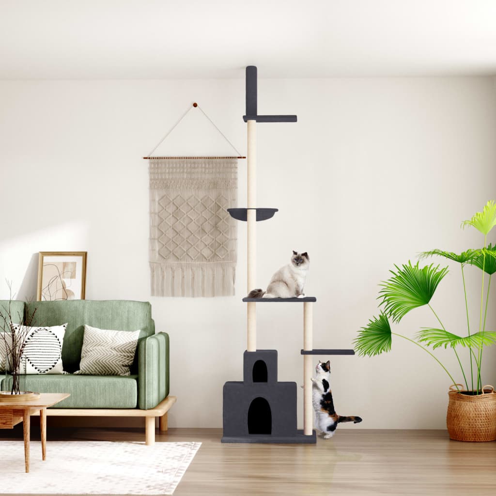 Vidaxl Katzenmöbel Boden bis Decke 250,5-276,5 cm dunkelgrau