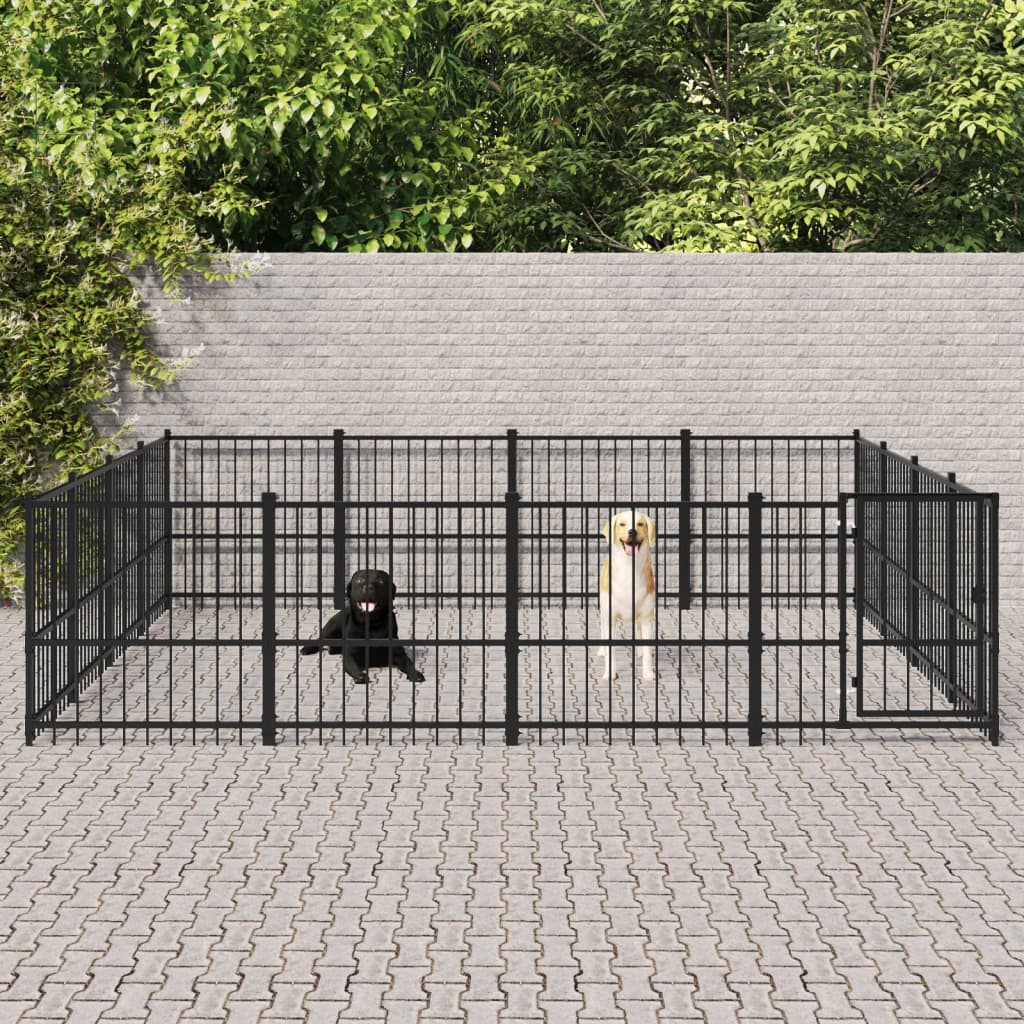 Vidaxl -Hundezwinger für außerhalb von 15,05 m² Stahl